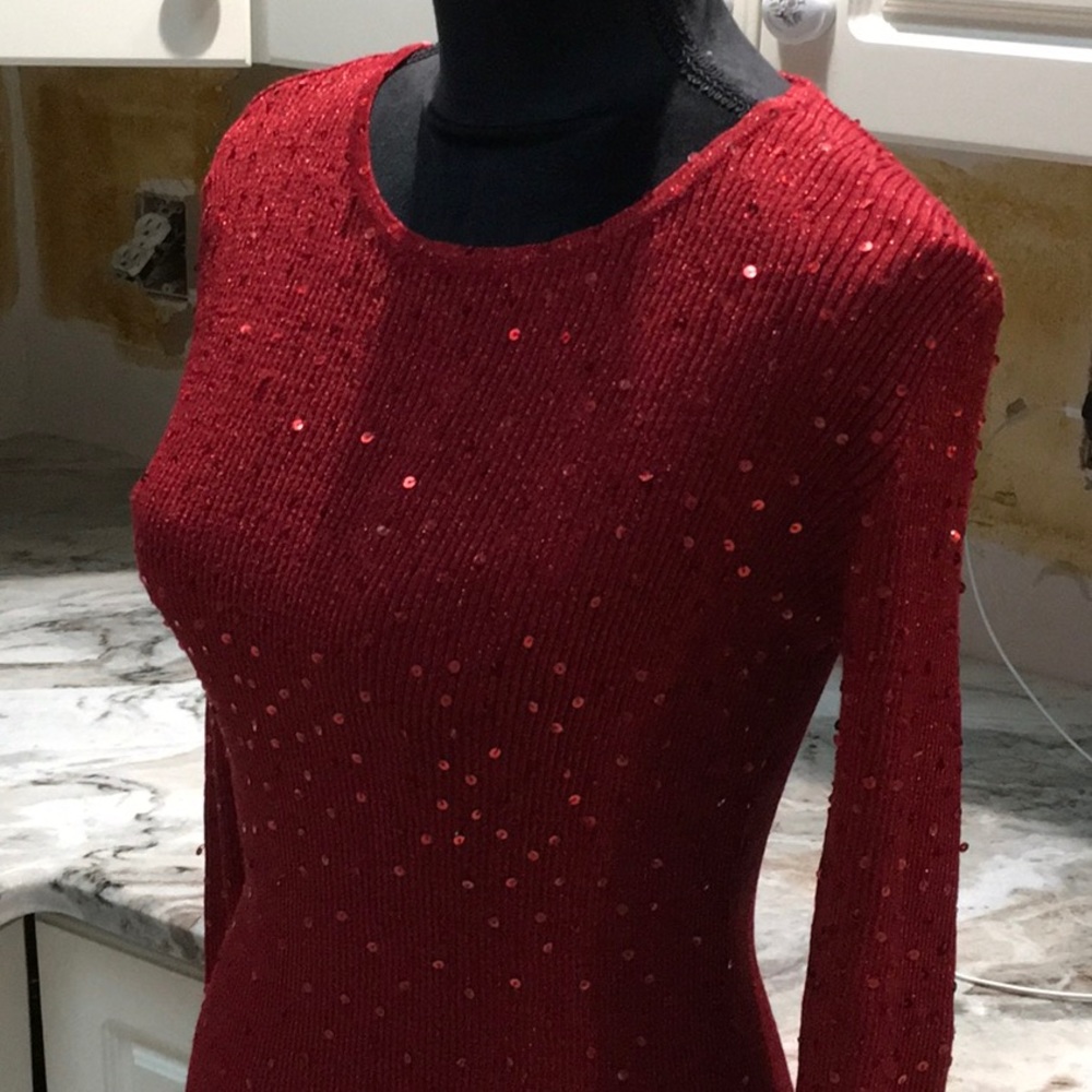 CHADWICKS Red Sequined Sweater XL NWT